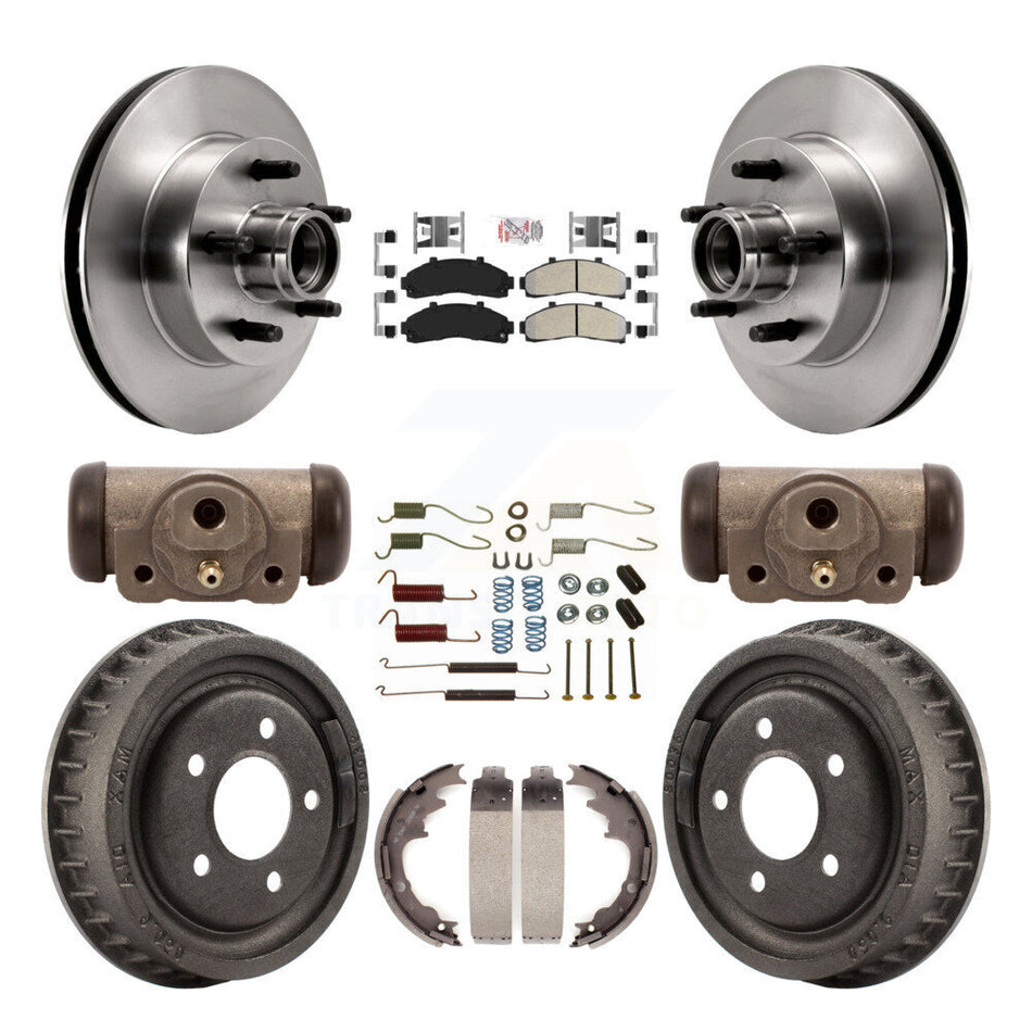 Front Rear Disc Brake Rotors Semi-Metallic Pads And Drum Kit (9Pc) For Ford Ranger K8A-105656