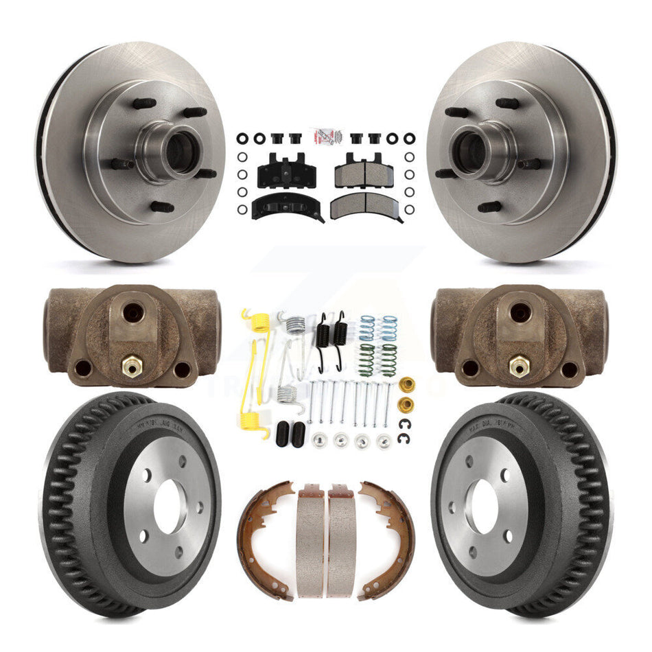 Front Rear Brake Rotors Semi-Metallic Pad Drum Kit (9Pc) For 1994-1999 Dodge Ram 1500 RWD K8A-105664
