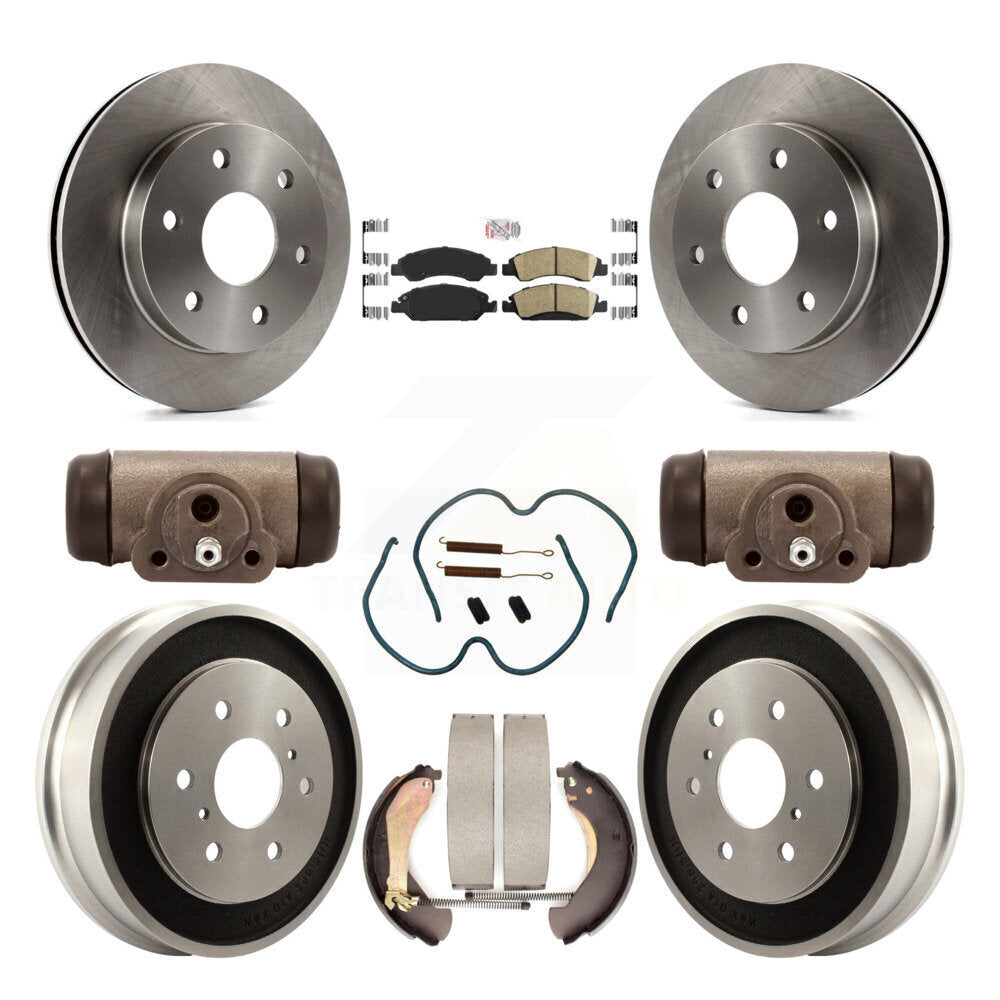 Front Rear Brake Rotor Ceramic Pad Drum Kit (9Pc) For 07 GMC Sierra 1500 With 7000 Lb GVW K8A-105698