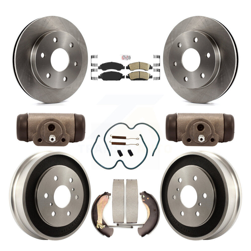 Front Rear Brake Rotor Ceramic Pad Drum Kit (9Pc) For 07 GMC Sierra 1500 With 7000 Lb GVW K8A-105698