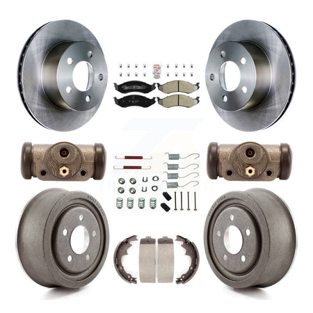 Front Rear Brake Rotor Semi-Metallic Pad Drum Kit (9Pc) For Jeep TJ With 9" Diameter K8A-105716