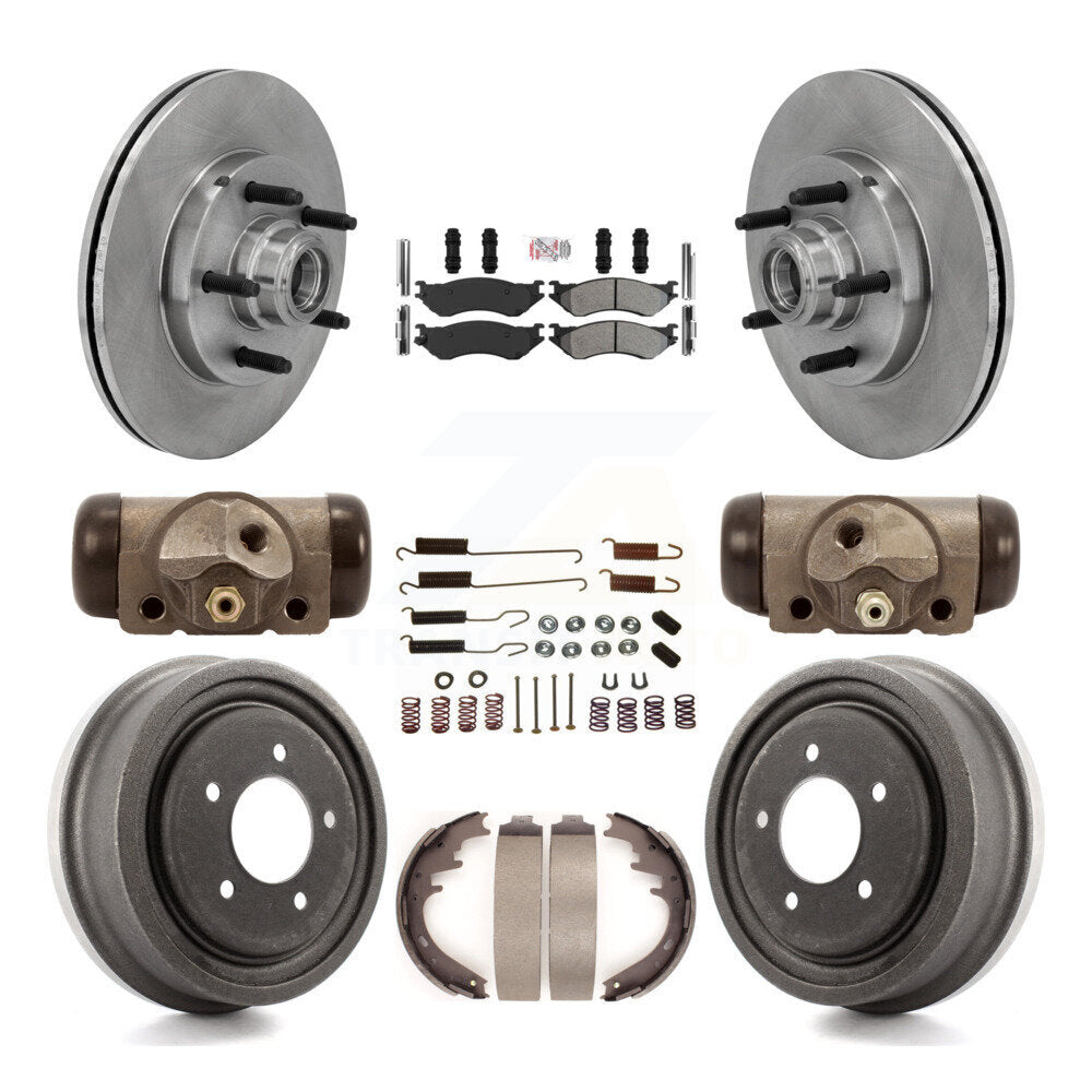 Front Rear Disc Brake Rotors Semi-Metallic Pad And Drum Kit (9Pc) For 1999 Ford F-150 RWD K8A-105721