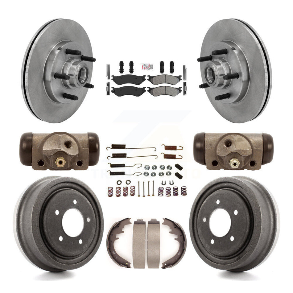 Front Rear Disc Brake Rotors Semi-Metallic Pad And Drum Kit (9Pc) For 1999 Ford F-150 RWD K8A-105721