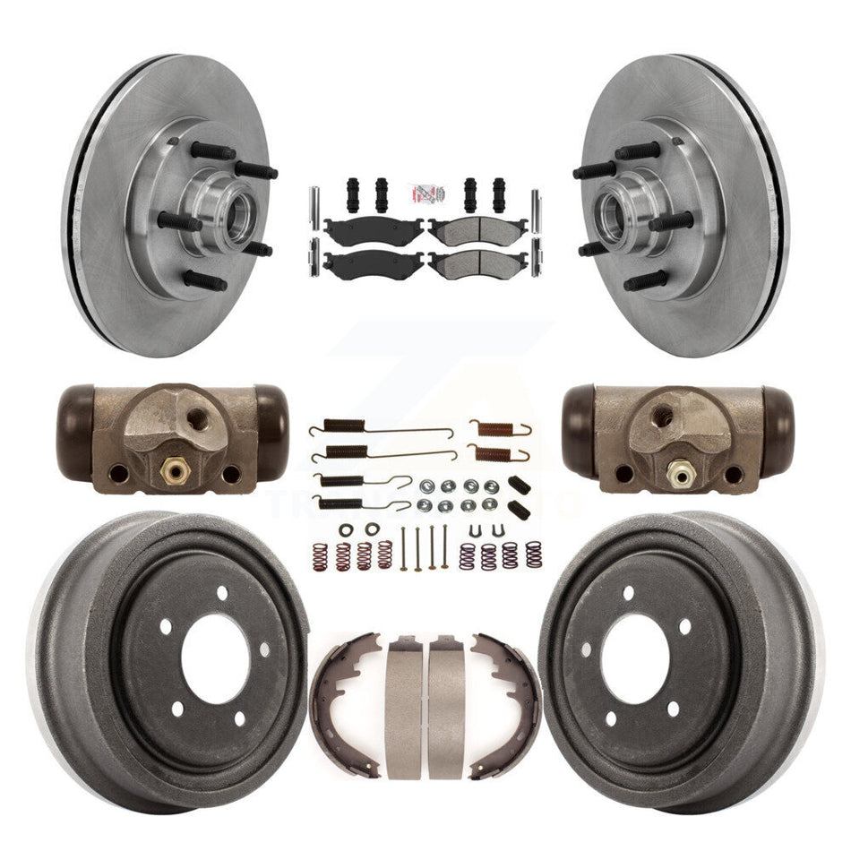 Front Rear Disc Brake Rotors Semi-Metallic Pad And Drum Kit (9Pc) For 1999 Ford F-150 RWD K8A-105721