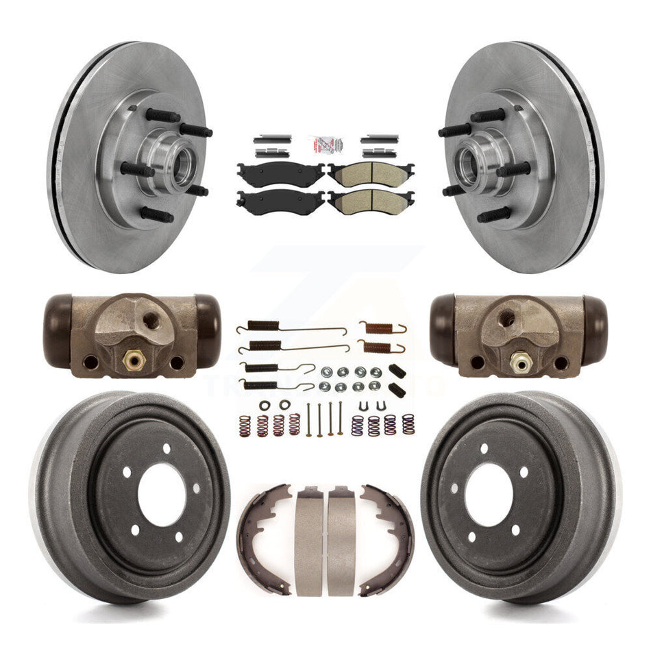 Front Rear Disc Brake Rotors Semi-Metallic Pad And Drum Kit (9Pc) For 1999 Ford F-150 RWD K8A-105722