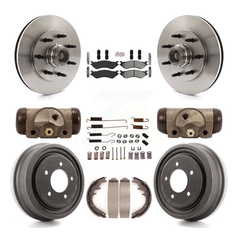 Front Rear Disc Brake Rotors Semi-Metallic Pad And Drum Kit (9Pc) For 1999 Ford F-150 RWD K8A-105723