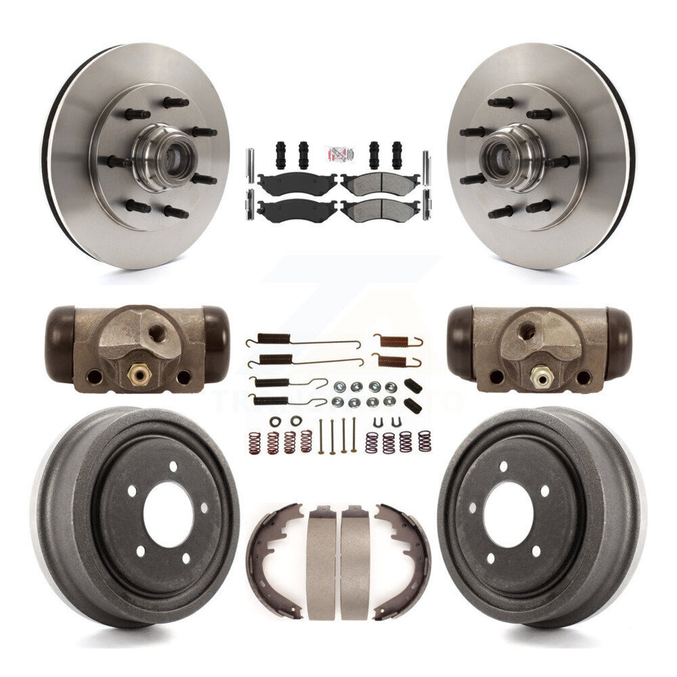 Front Rear Disc Brake Rotors Semi-Metallic Pad And Drum Kit (9Pc) For 1999 Ford F-150 RWD K8A-105723