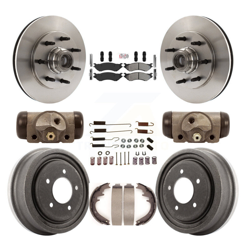 Front Rear Disc Brake Rotors Semi-Metallic Pad And Drum Kit (9Pc) For 1999 Ford F-150 RWD K8A-105723