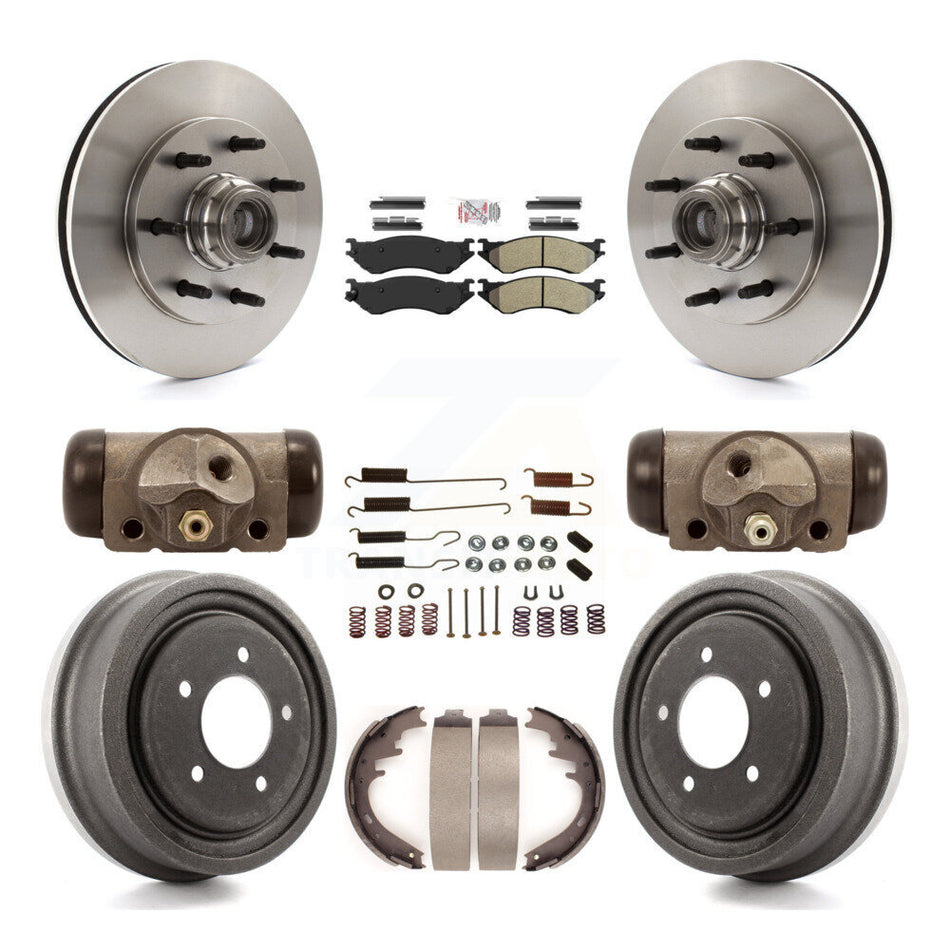 Front Rear Disc Brake Rotors Semi-Metallic Pad And Drum Kit (9Pc) For 1999 Ford F-150 RWD K8A-105724