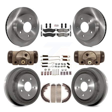 Front Rear Brake Rotors Semi-Metallic Pad Drum Kit (9Pc) For 2000-2001 Dodge Ram 1500 RWD K8A-105725