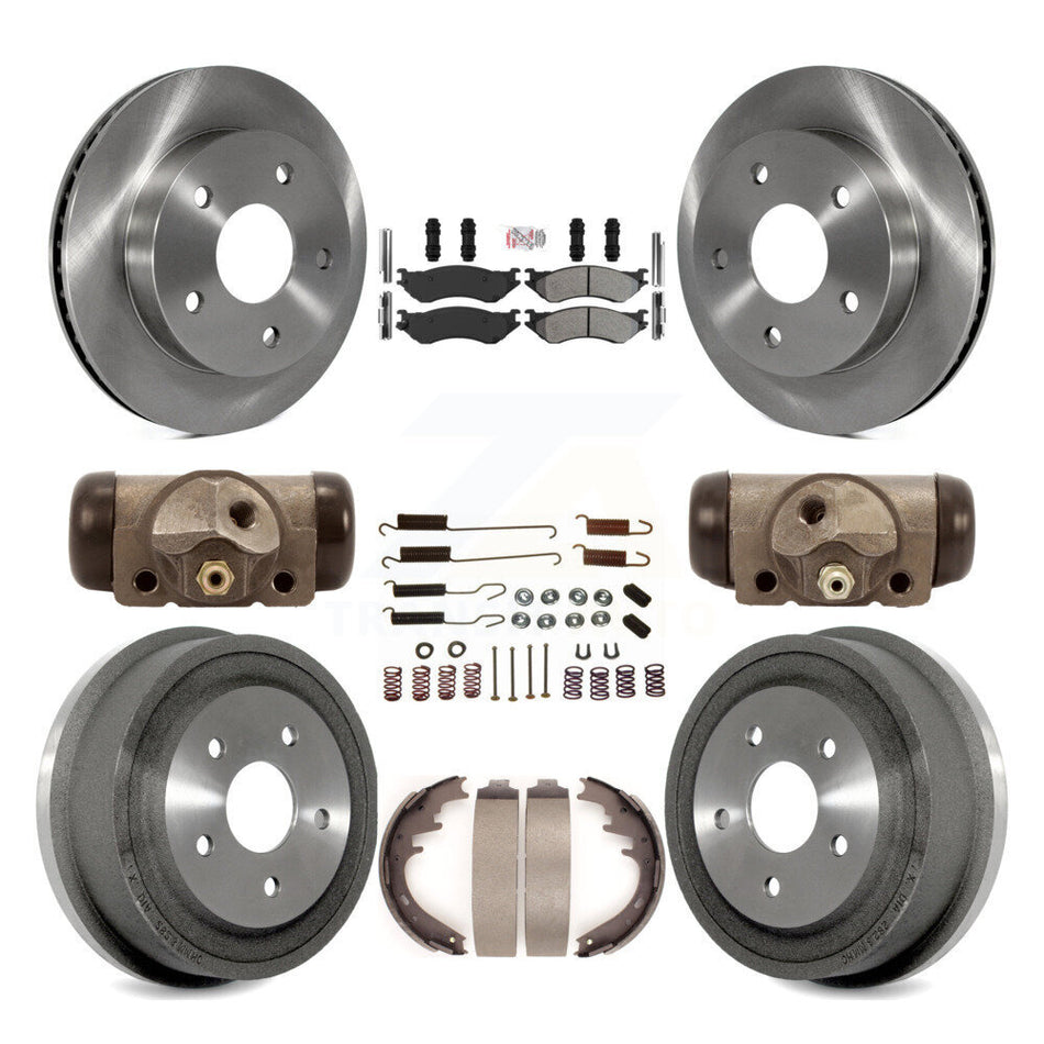 Front Rear Brake Rotors Semi-Metallic Pad Drum Kit (9Pc) For 2000-2001 Dodge Ram 1500 RWD K8A-105725