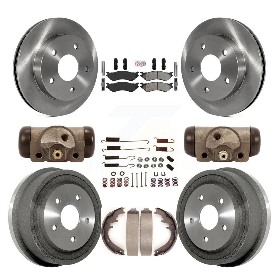 Front Rear Brake Rotors Semi-Metallic Pad Drum Kit (9Pc) For 2000-2001 Dodge Ram 1500 RWD K8A-105725