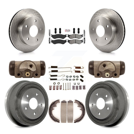 Front Rear Brake Rotors Semi-Metallic Pad Drum Kit (9Pc) For 2000-2001 Dodge Ram 1500 4WD K8A-105726