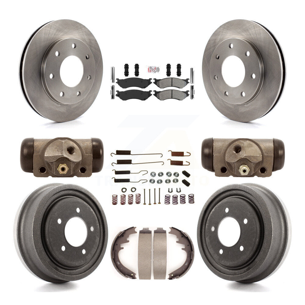 Front Rear Brake Rotors Semi-Metallic Pad Drum Kit (9Pc) For Ford F-150 With 7 Lug Wheels K8A-105729