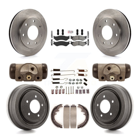 Front Rear Brake Rotors Semi-Metallic Pad Drum Kit (9Pc) For Ford F-150 With 7 Lug Wheels K8A-105729