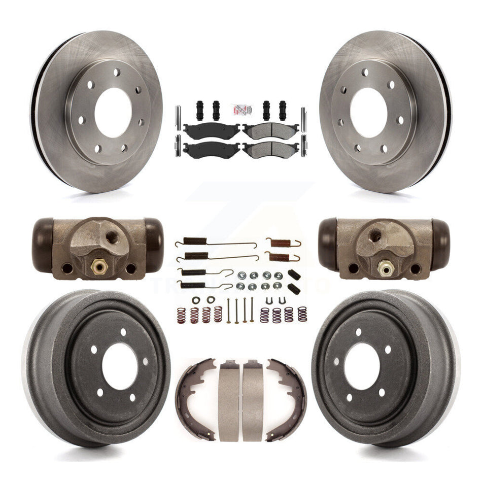 Front Rear Brake Rotors Semi-Metallic Pad Drum Kit (9Pc) For Ford F-150 With 7 Lug Wheels K8A-105729