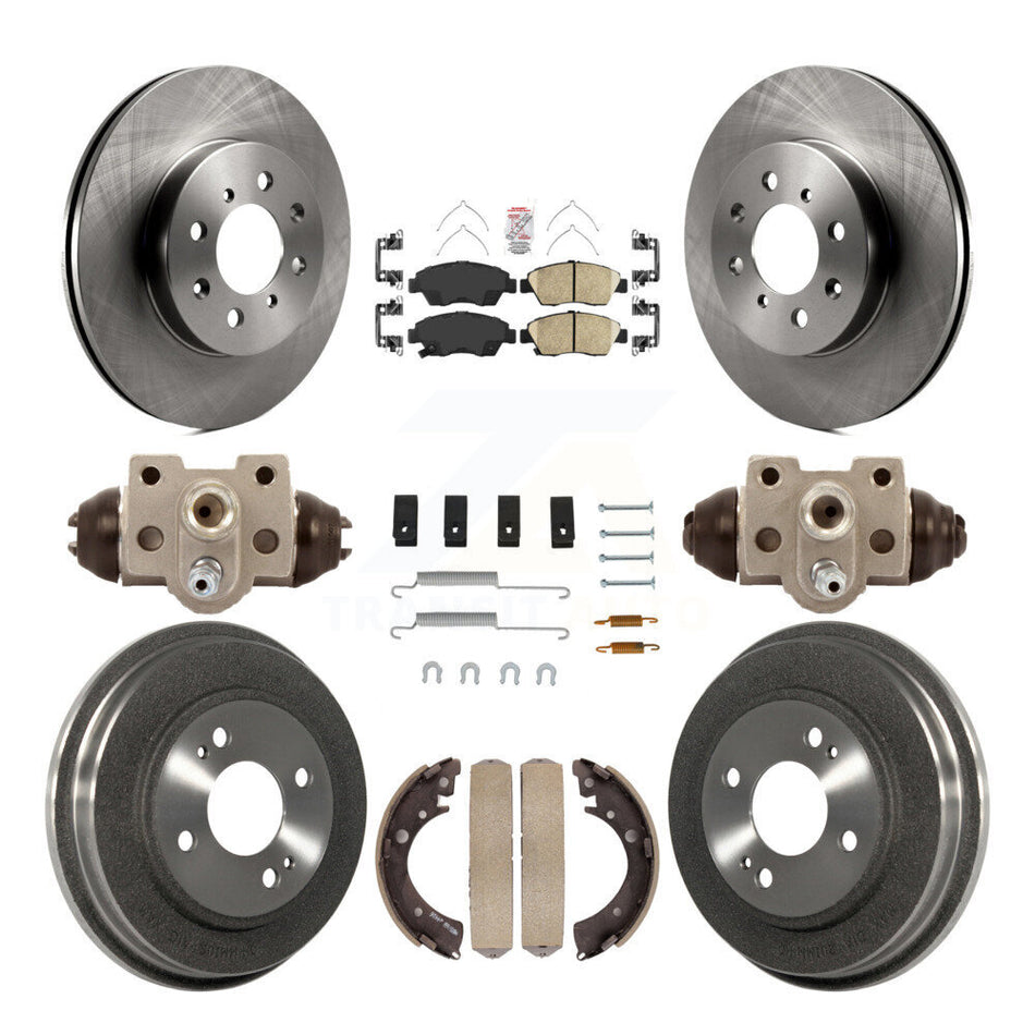 Front Rear Disc Brake Rotors Ceramic Pad Drum Kit (9Pc) For Honda Civic With 4 Lug Wheels K8A-105731