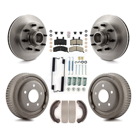 Front Rear Disc Brake Rotor Hub Assembly Semi-Metallic Pad & Drum Kit (7Pc) For GMC Yukon K8A-105764