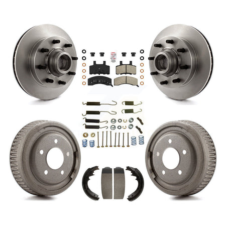 Front Rear Disc Brake Rotor Hub Assembly Semi-Metallic Pad & Drum Kit (7Pc) For GMC Yukon K8A-105765