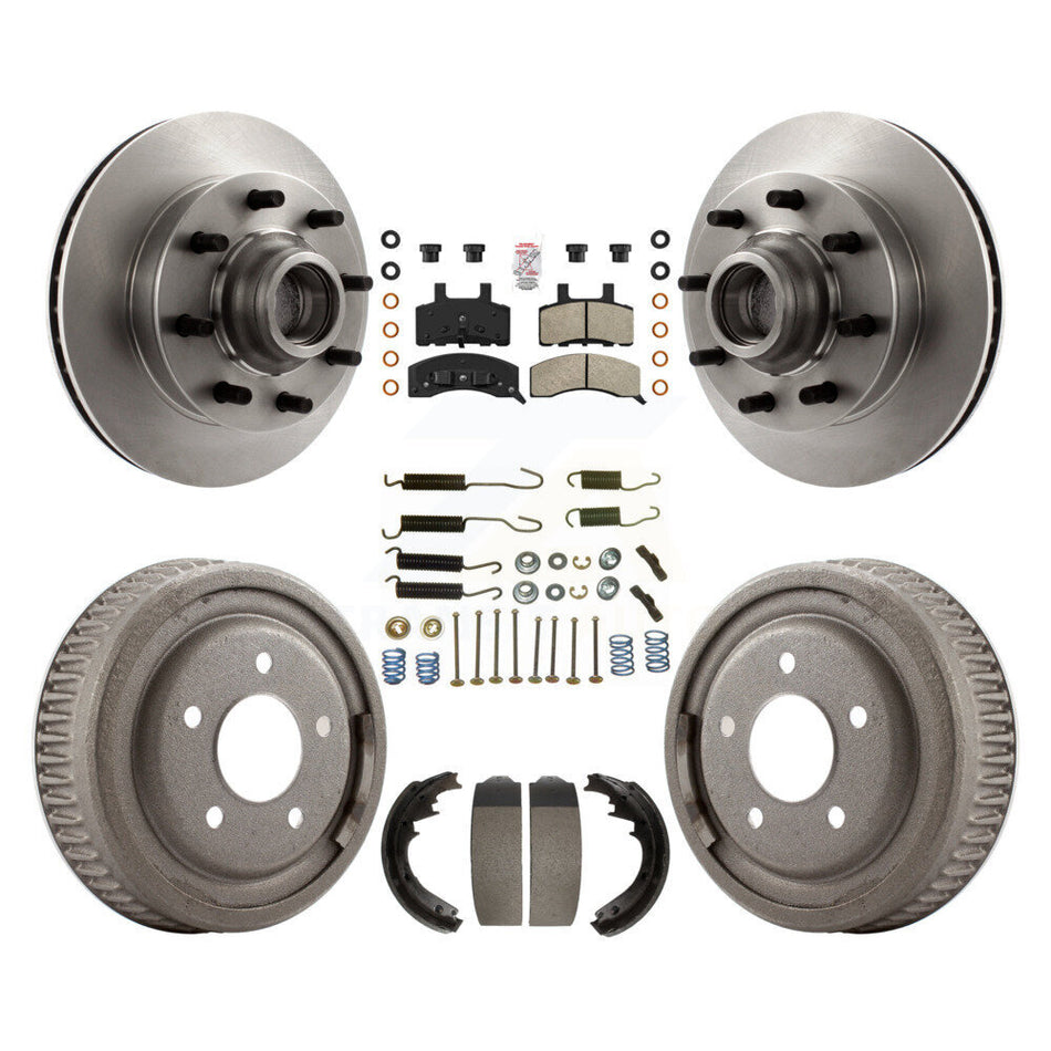Front Rear Disc Brake Rotor Hub Assembly Semi-Metallic Pad & Drum Kit (7Pc) For GMC Yukon K8A-105765