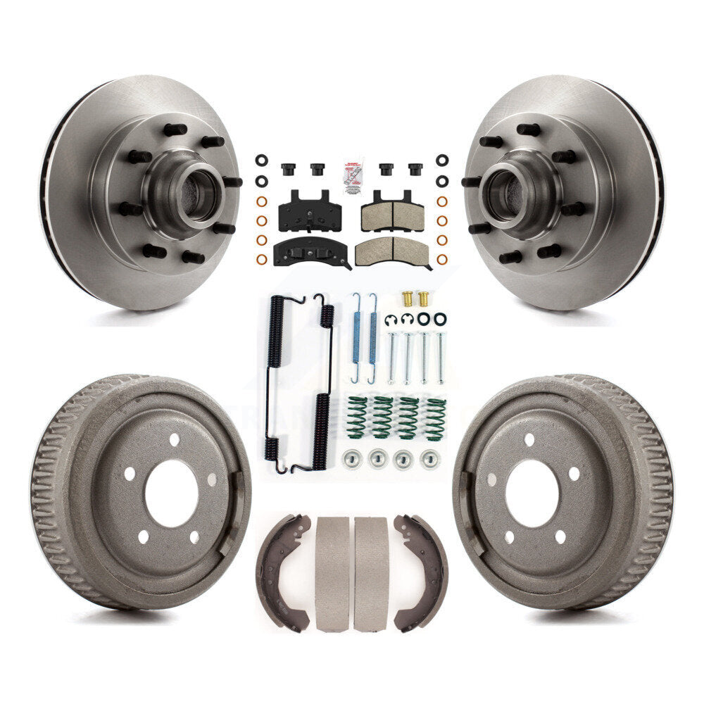 Front Rear Disc Brake Rotor Hub Assembly Semi-Metallic Pad & Drum Kit (7Pc) For GMC Yukon K8A-105766