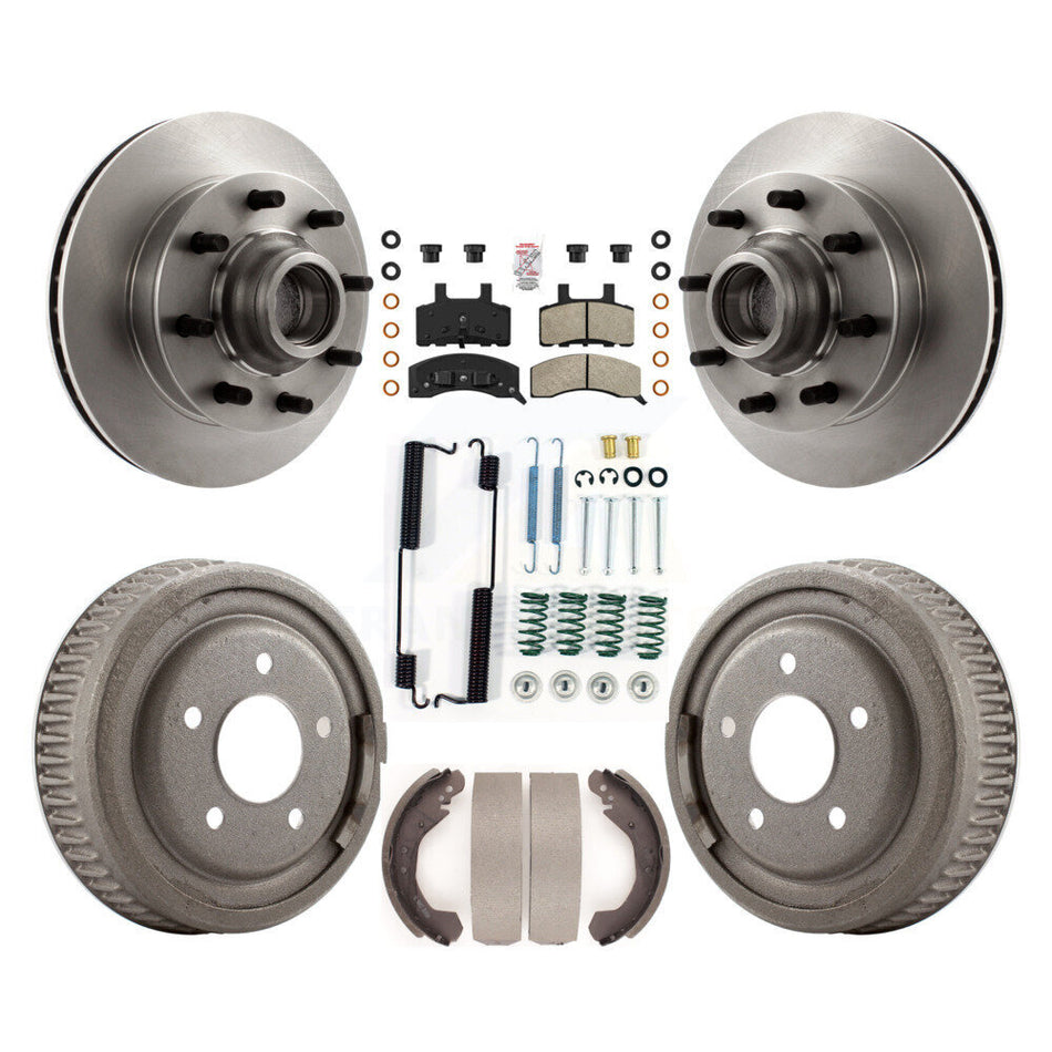 Front Rear Disc Brake Rotor Hub Assembly Semi-Metallic Pad & Drum Kit (7Pc) For GMC Yukon K8A-105766