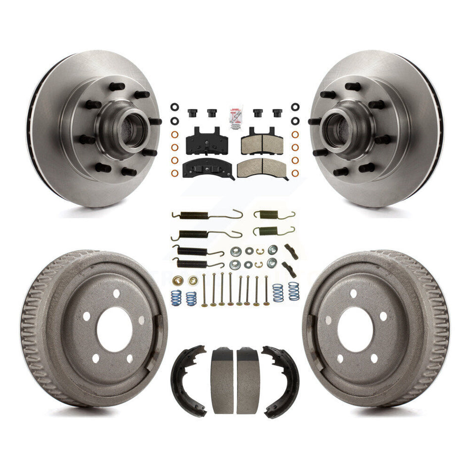Front Rear Disc Brake Rotor Hub Assembly Semi-Metallic Pad & Drum Kit (7Pc) For GMC Yukon K8A-105767