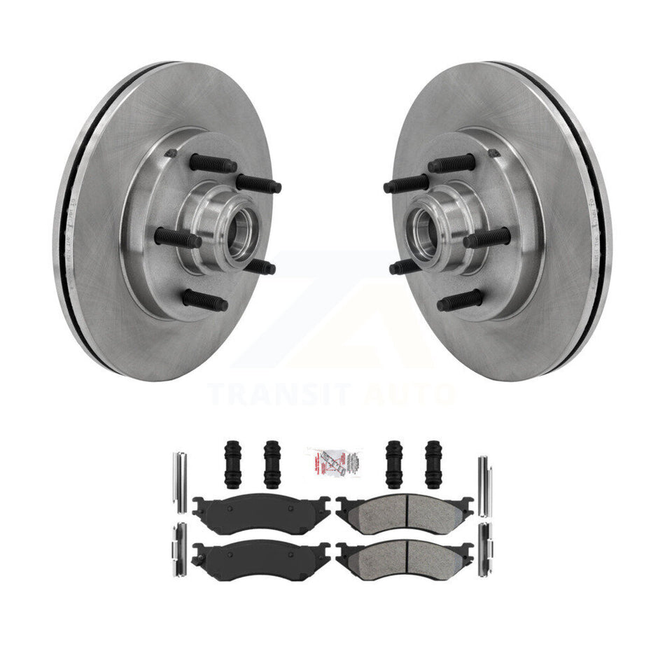 Front Disc Brake Rotor Hub Assembly And Semi-Metallic Pad Kit For Ford F-150 Heritage RWD K8A-105776