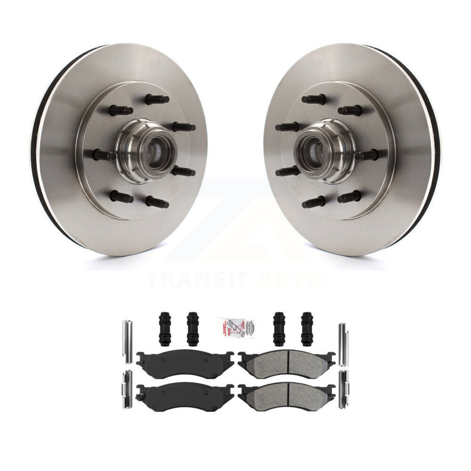 Front Disc Brake Rotors Hub And Semi-Metallic Pads Kit For Ford F-150 F-250 HD Heritage K8A-105778