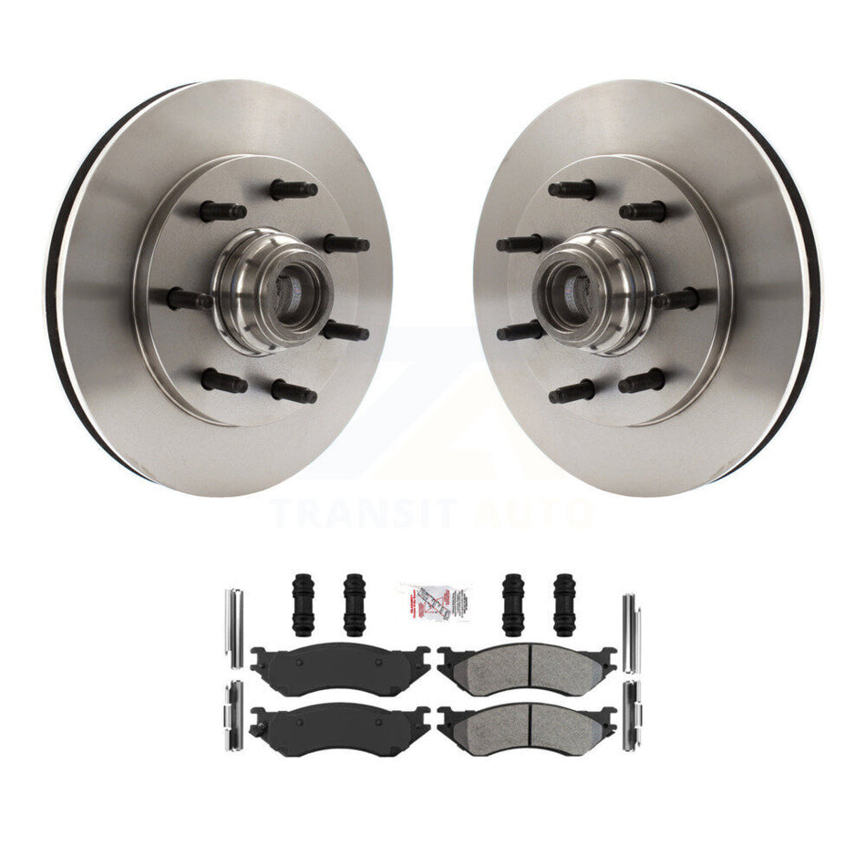 Front Disc Brake Rotors Hub And Semi-Metallic Pads Kit For Ford F-150 F-250 HD Heritage K8A-105778
