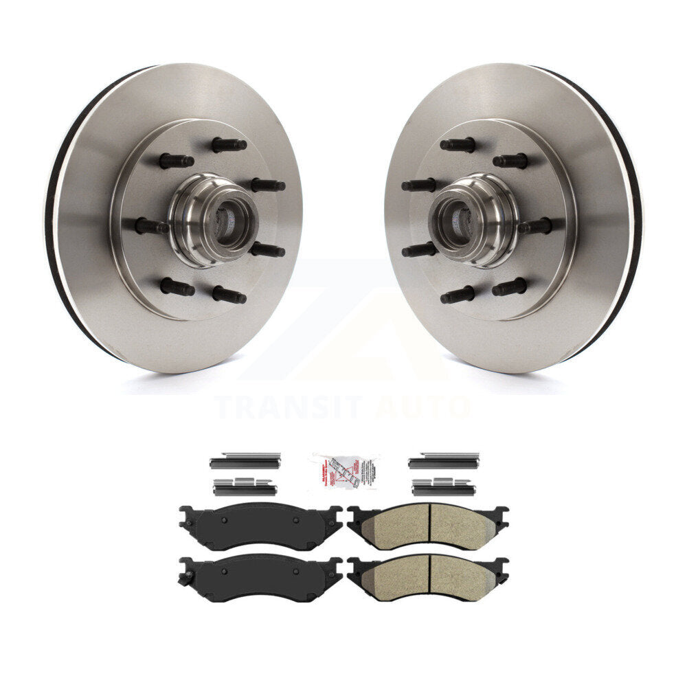 Front Disc Brake Rotors Hub And Semi-Metallic Pads Kit For Ford F-150 F-250 HD Heritage K8A-105779