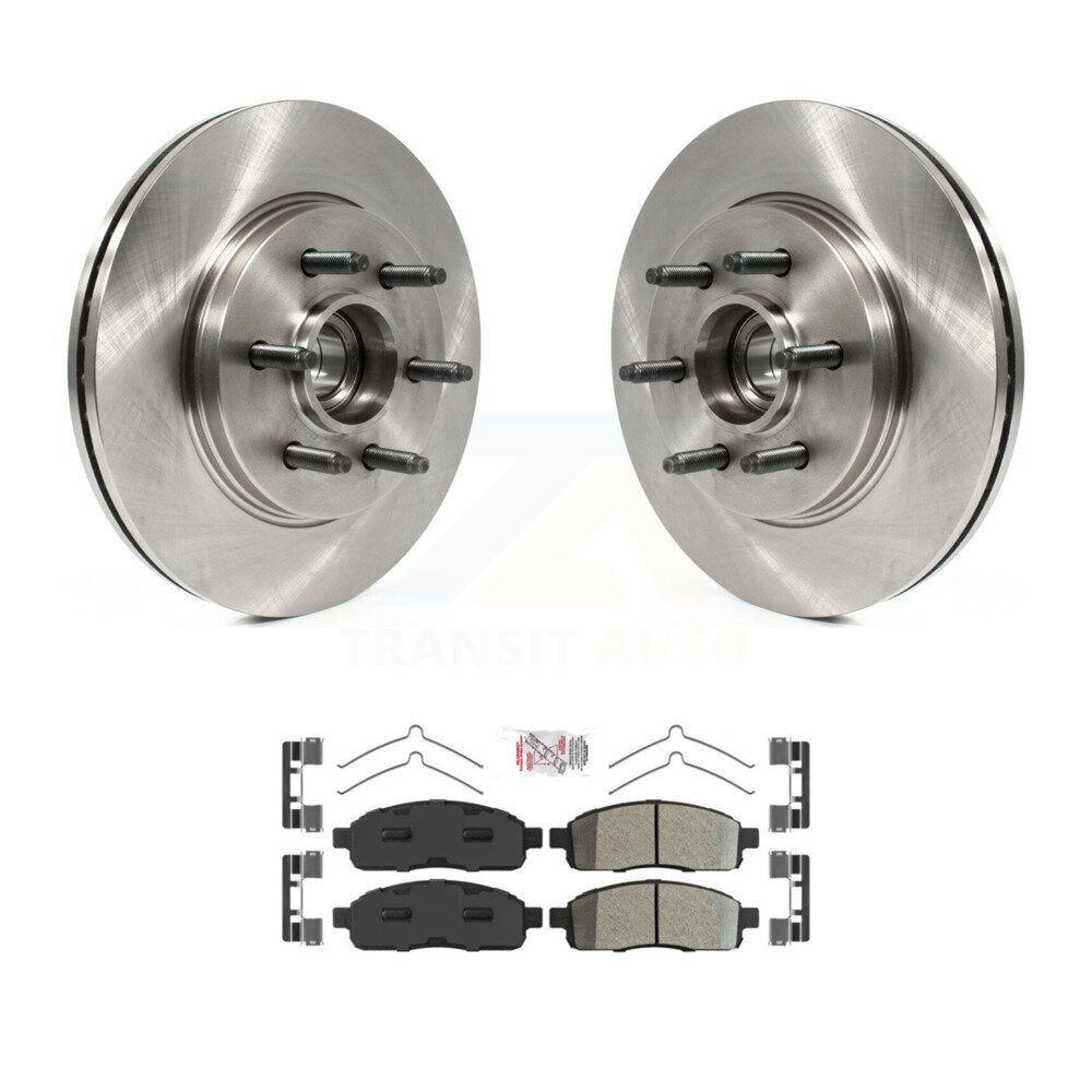 Front Disc Brake Rotors Hub And Semi-Metallic Pads Kit For Ford F-150 Lincoln Mark LT RWD K8A-105781
