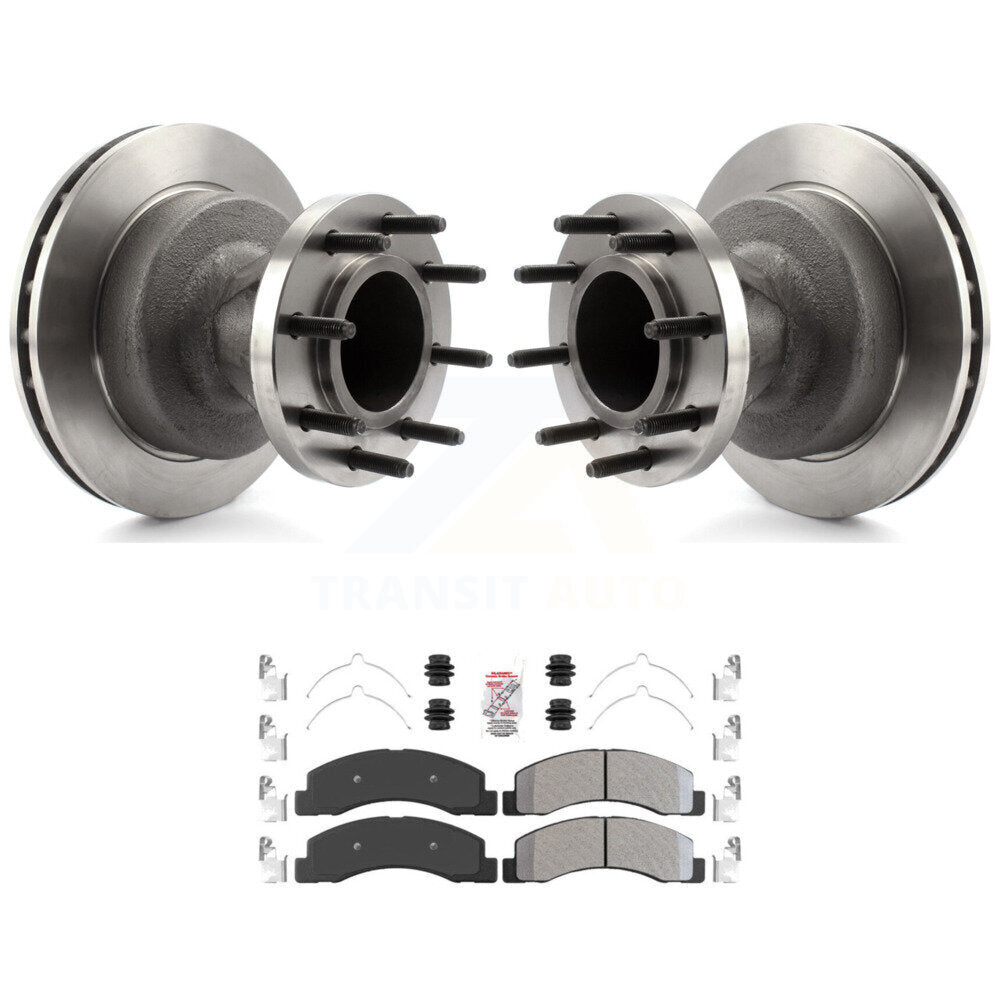 Front Disc Brake Rotors Hub Assembly And Semi-Metallic Pads Kit For Ford F-350 Super Duty K8A-105789