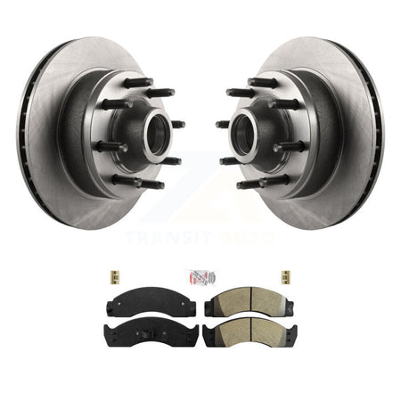 Front Disc Brake Rotors Hub And Semi-Metallic Pad Kit For Ford E-450 Econoline Super Duty K8A-105791