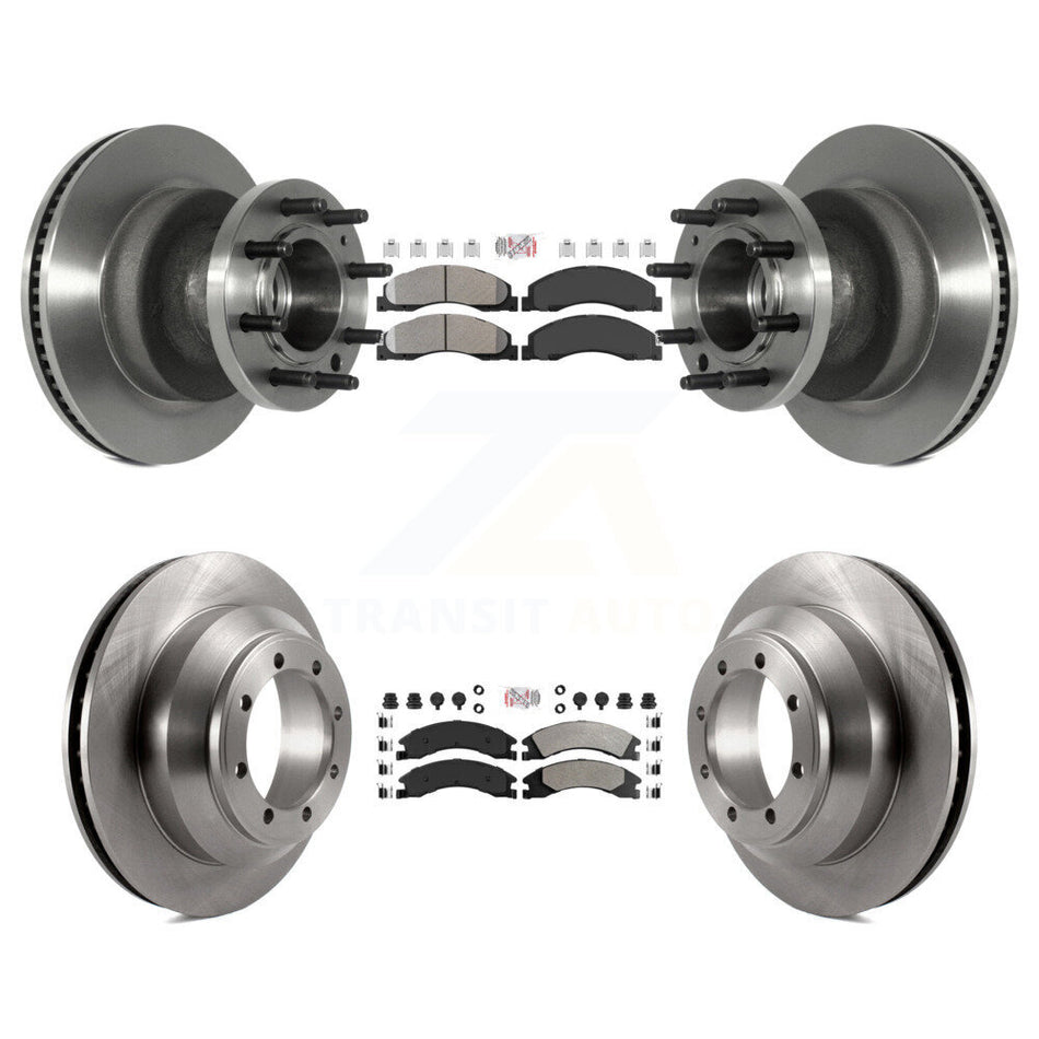 Front Rear Semi-Metallic Pad Disc Brake Rotor Hub Kit For Ford E-350 Super Duty Econoline K8A-105803