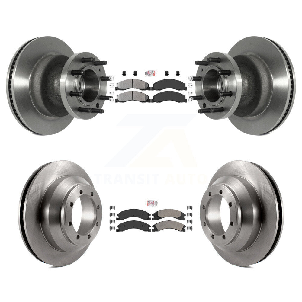 Front Rear Semi-Metallic Pad Disc Brake Rotor Hub Kit For Ford E-350 Super Duty Econoline K8A-105805