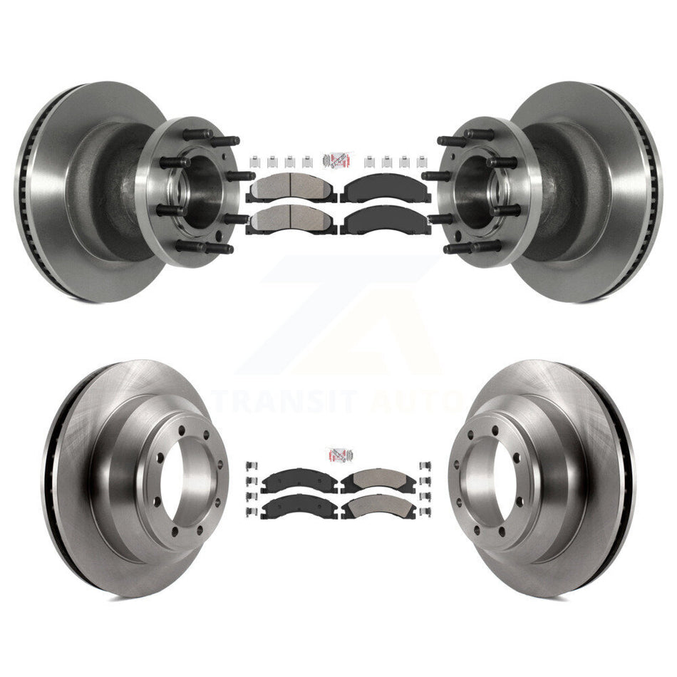 Front Rear Semi-Metallic Pad Disc Brake Rotor Hub Kit For Ford E-350 Super Duty Econoline K8A-105806