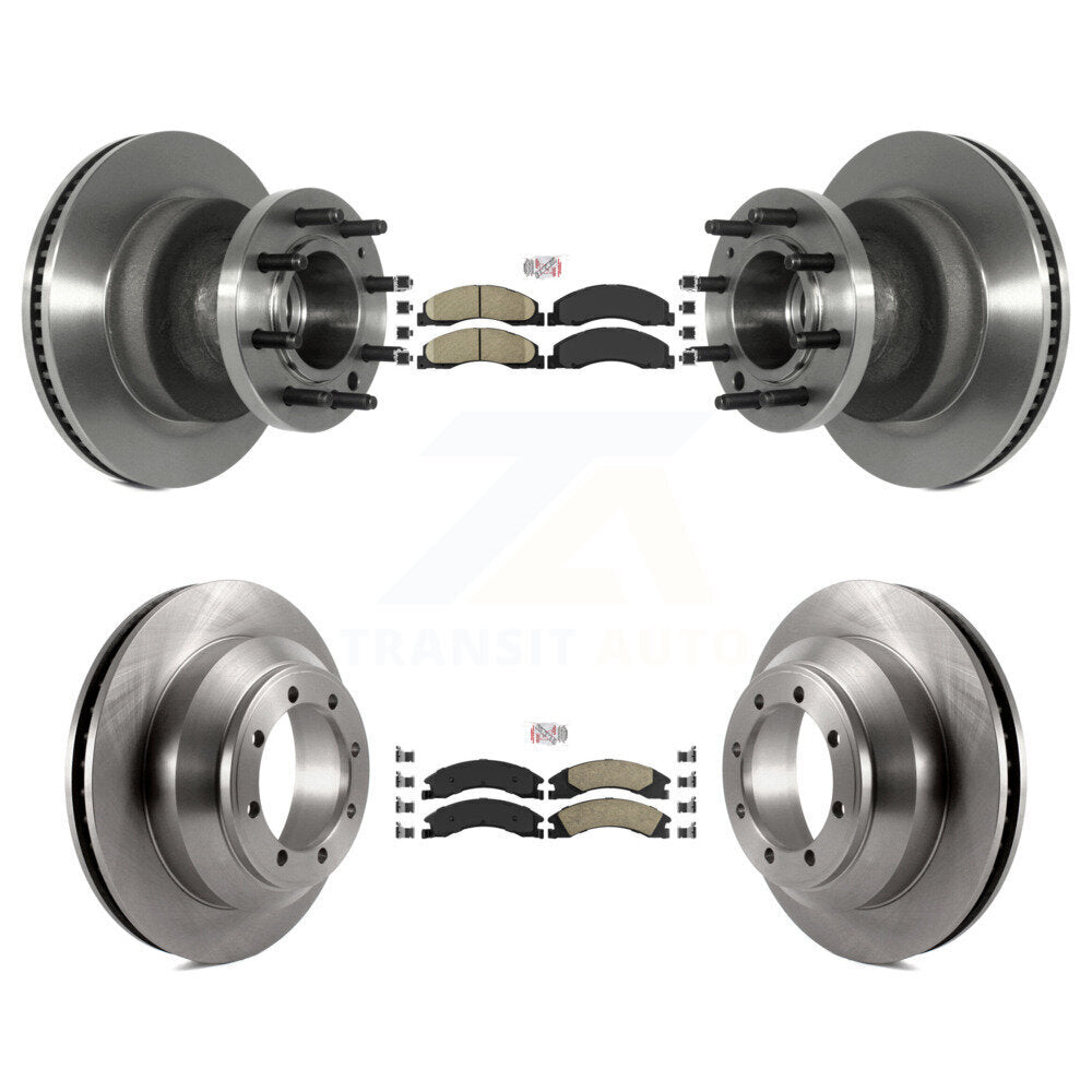 Front Rear Ceramic Pads And Disc Brake Rotors Hub Kit For Ford E-350 Super Duty Econoline K8A-105807