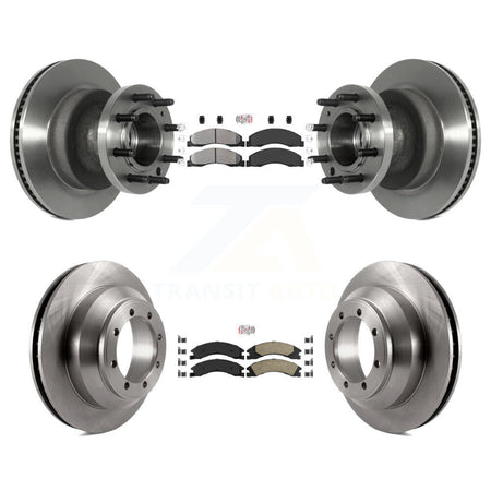 Front Semi-Metallic Rear Ceramic Pad Brake Rotors Kit For Ford E-350 Super Duty Econoline K8A-105808