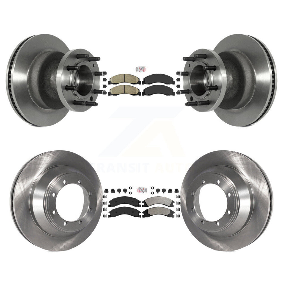 Front Ceramic Rear Semi-Metallic Pad & Disc Brake Rotor Hub Kit For Ford E-450 Super Duty K8A-105810
