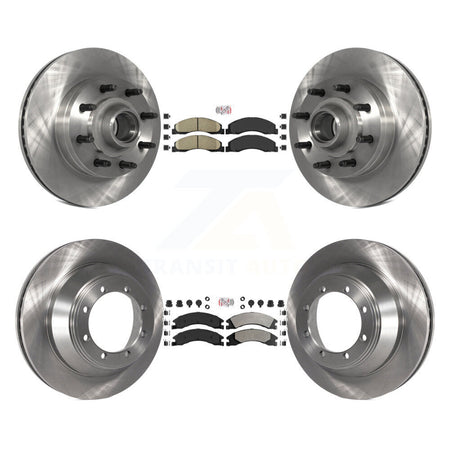 Front Ceramic Rear Semi-Metallic Pad & Disc Brake Rotor Hub Kit For Ford E-450 Super Duty K8A-105813