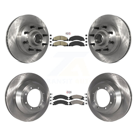 Front Ceramic Rear Semi-Metallic Pad & Disc Brake Rotor Hub Kit For Ford E-450 Super Duty K8A-105821