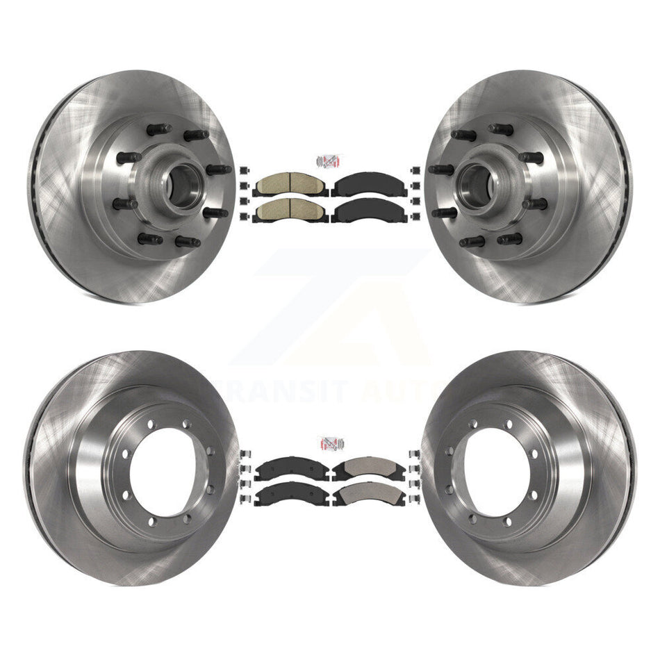 Front Ceramic Rear Semi-Metallic Pad & Disc Brake Rotor Hub Kit For Ford E-450 Super Duty K8A-105821