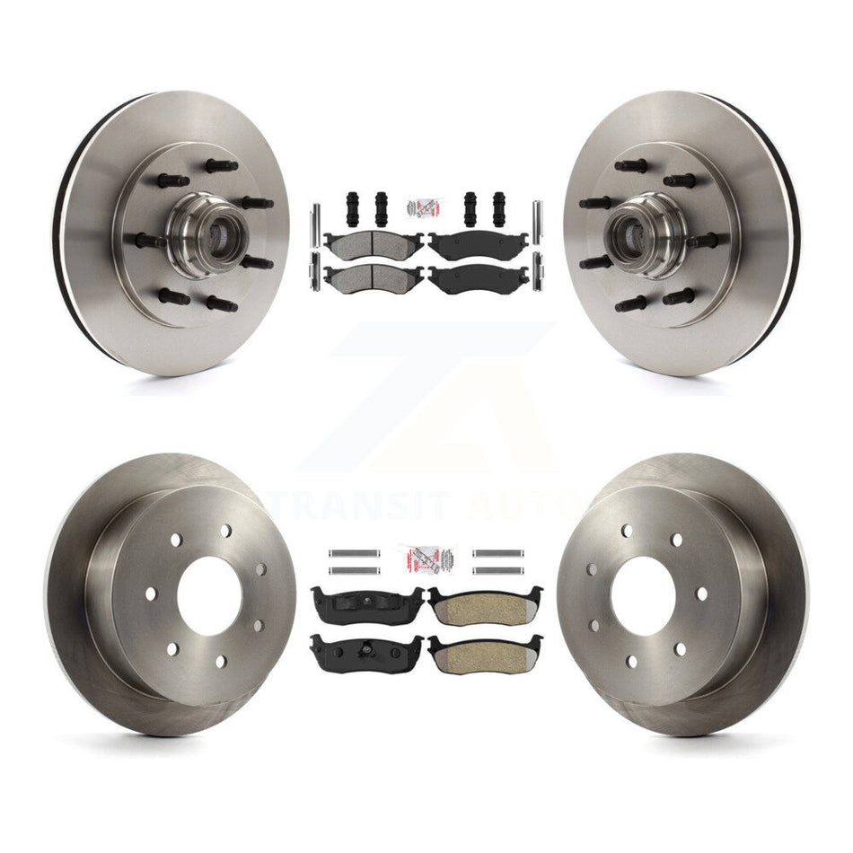 Front Rear Semi-Metallic Pad & Disc Brake Rotors Hub Assembly Kit For Ford F-150 F-250 HD K8A-105832