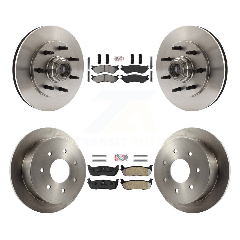Front Rear Semi-Metallic Pad & Disc Brake Rotors Hub Assembly Kit For Ford F-150 F-250 HD K8A-105832