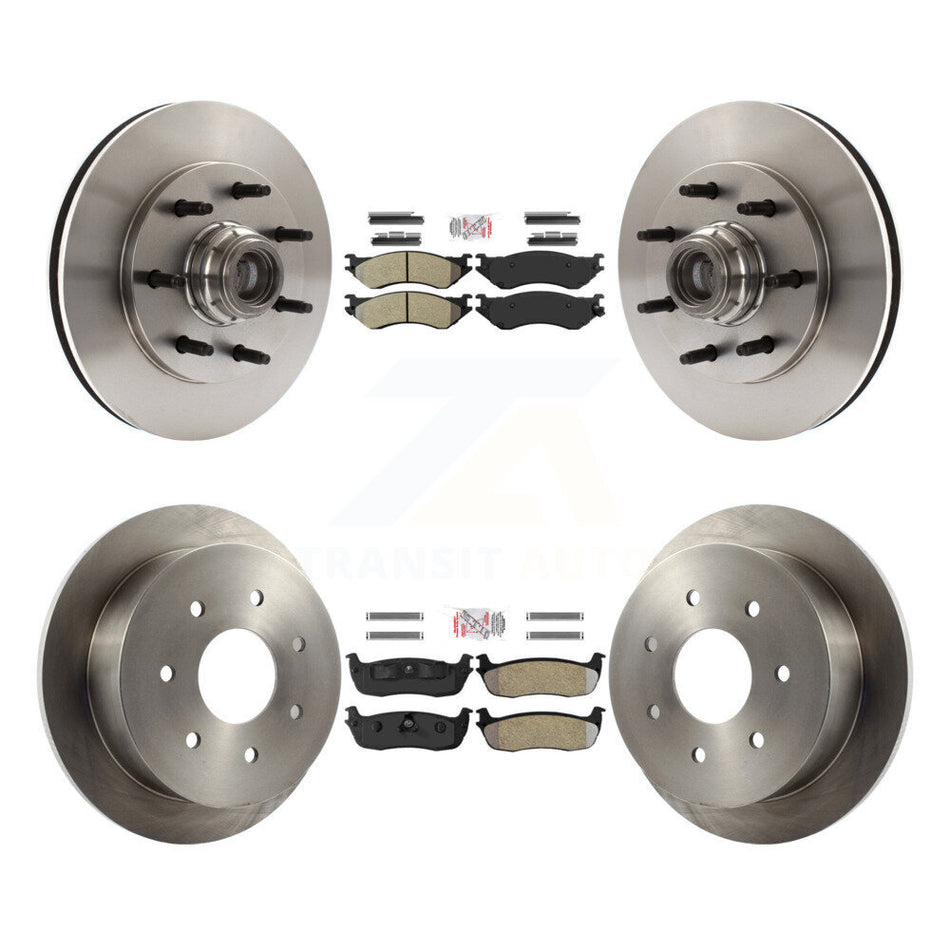 Front Rear Semi-Metallic Pad & Disc Brake Rotors Hub Assembly Kit For Ford F-150 F-250 HD K8A-105833