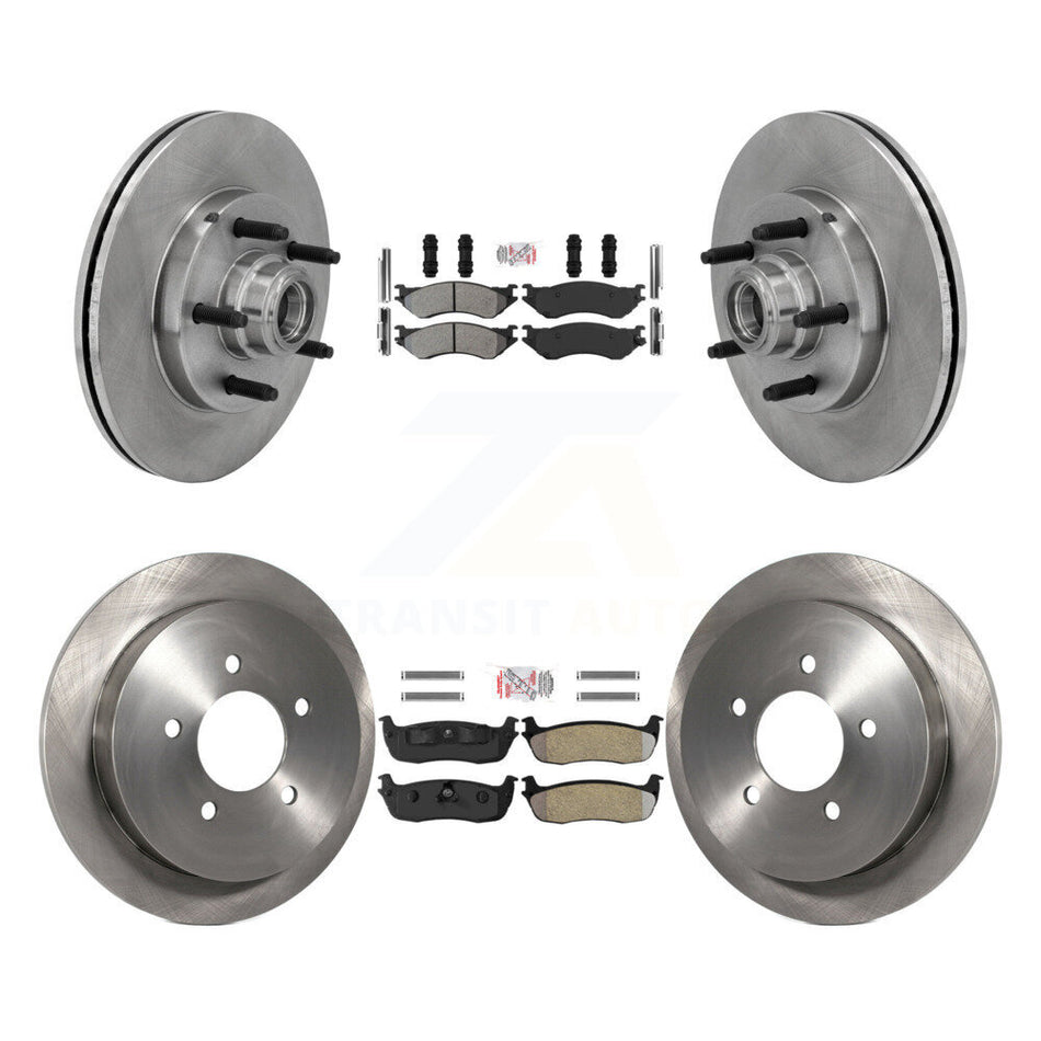 Front Rear Semi-Metallic Pads And Disc Brake Rotors Hub Kit For Ford F-150 Heritage RWD K8A-105834