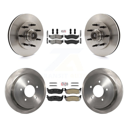 Front Rear Semi-Metallic Pad & Disc Brake Rotors Hub Kit For 2004 Ford F-150 Heritage RWD K8A-105836