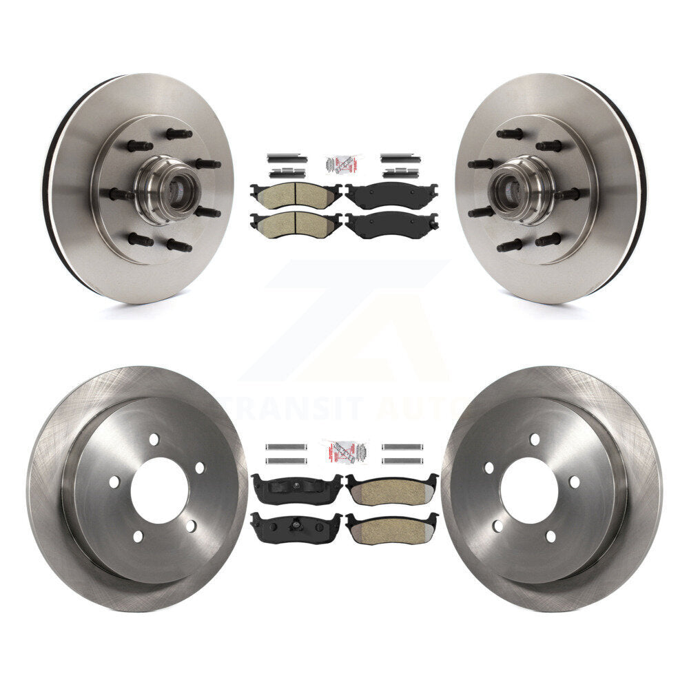 Front Rear Semi-Metallic Pad & Disc Brake Rotors Hub Kit For 2004 Ford F-150 Heritage RWD K8A-105837