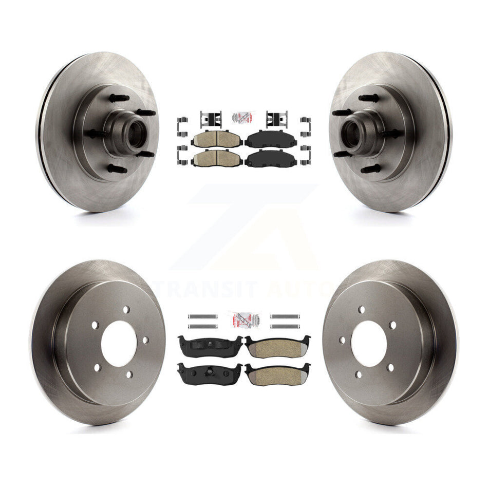 Front Ceramic Rear Semi-Metallic Pad And Disc Brake Rotor Hub Assembly Kit For Ford F-150 K8A-105838